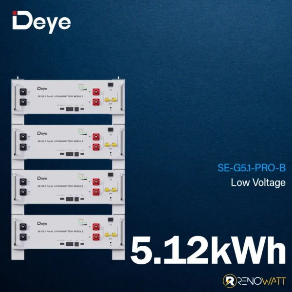 DEYE Low Voltage Lithium Battery 100Ah 5.12kwh για τοποθέτηση rack ή επιτοίχια SE-G5.1-PRO-B